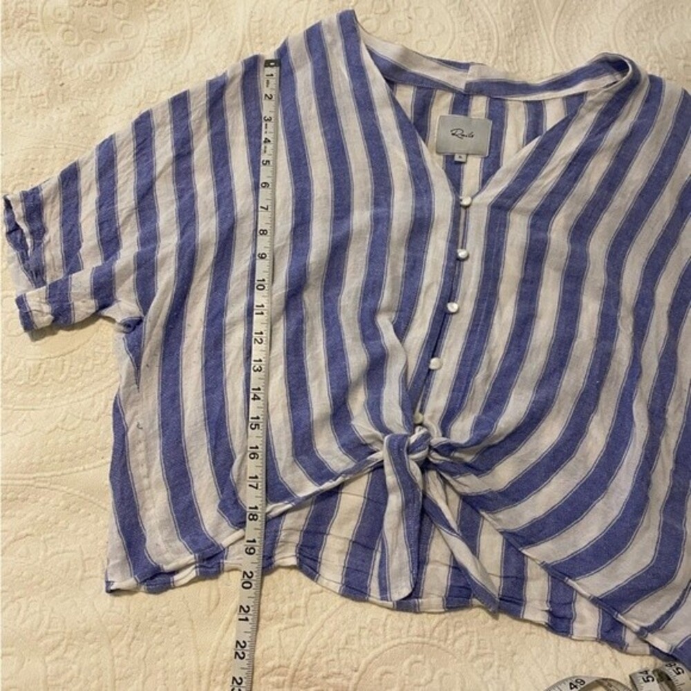 Rails Thea Top Linen Blend Large Striped Coastal … - image 7